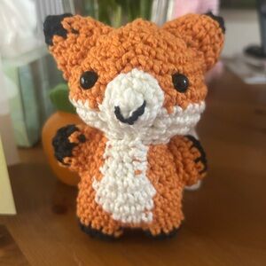Handmade Orange and White Crochet Fox Plush Stuffed Animal